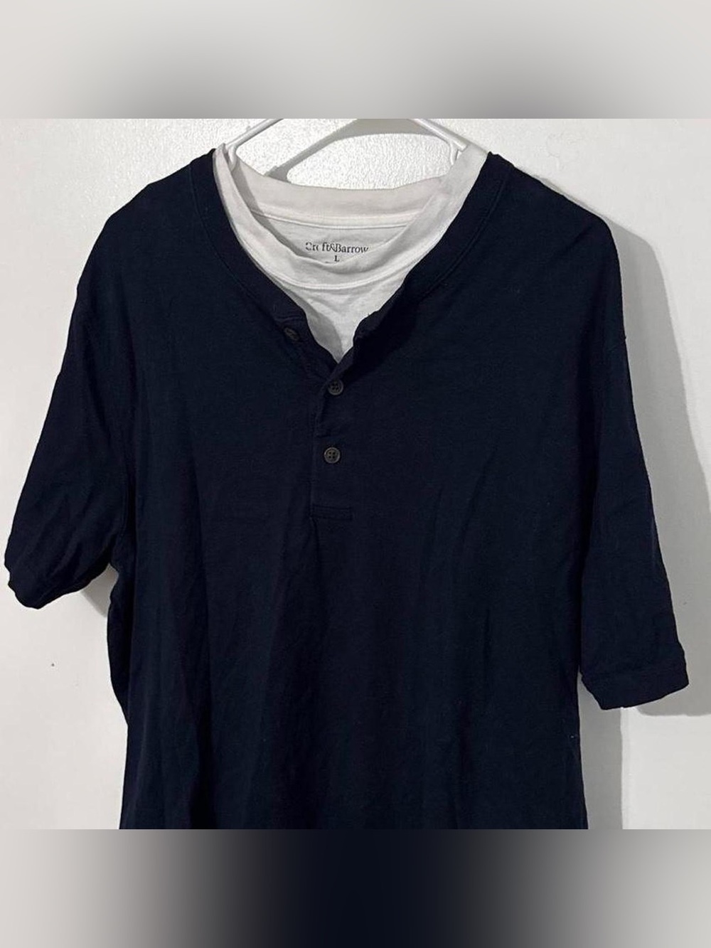 Croft & Barrow Large Navy Layered Look Henley T-Shirt